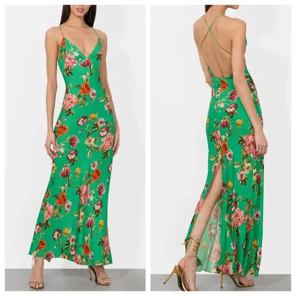 Alice + Olivia Maxi Dress Loma Green Floral - Picture 2 of 7